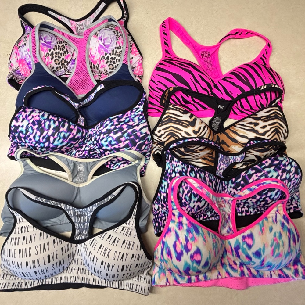 9 Victoria’s Secret Pink Yoga Push-up Sports Bras Small